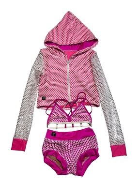 Dance‎ costume Kids 12 Y Pink Hoodie shorts and bra